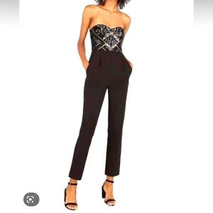 Express Black Sequin Vegas Party Cocktail Strapless Jumpsuit Women's Size 4